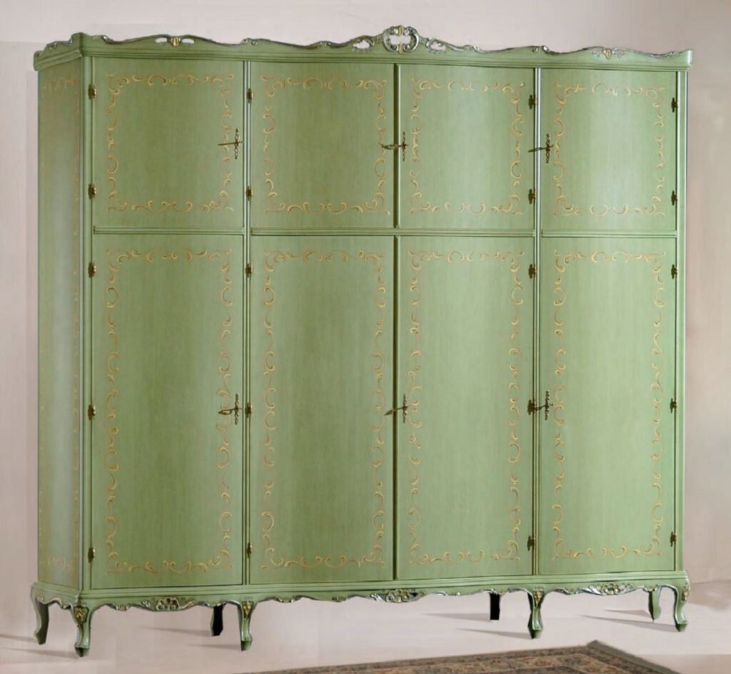 Casa Padrino Luxury Baroque Bedroom Cabinet Green - Handmade Wardrobe With  8 Doors - Baroque Bedroom &amp; Hotel Furniture - First Class Quality - Made In with Made Kleiderschrank