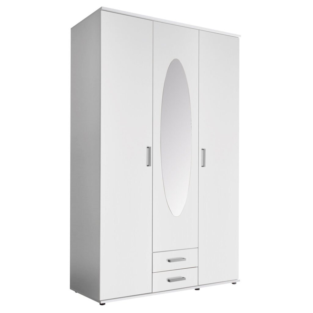 Drehtürenschrank - Weiß - Spiegel - 195 Cm | Online Bei Roller Kaufen regarding Roller Kleiderschrank Weiß