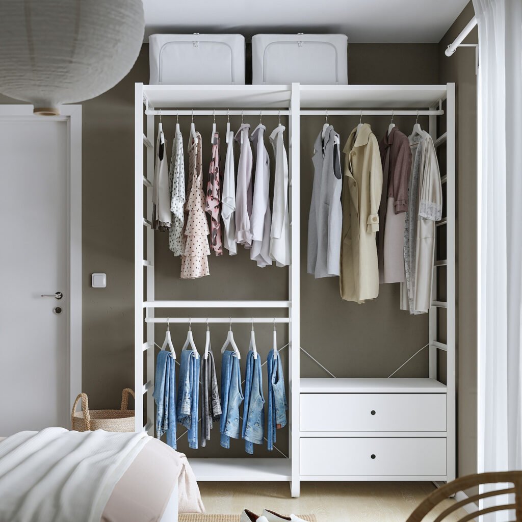 Elvarli Wardrobe Combination - White 165X55X216 Cm with Ikea Kleiderschrank System