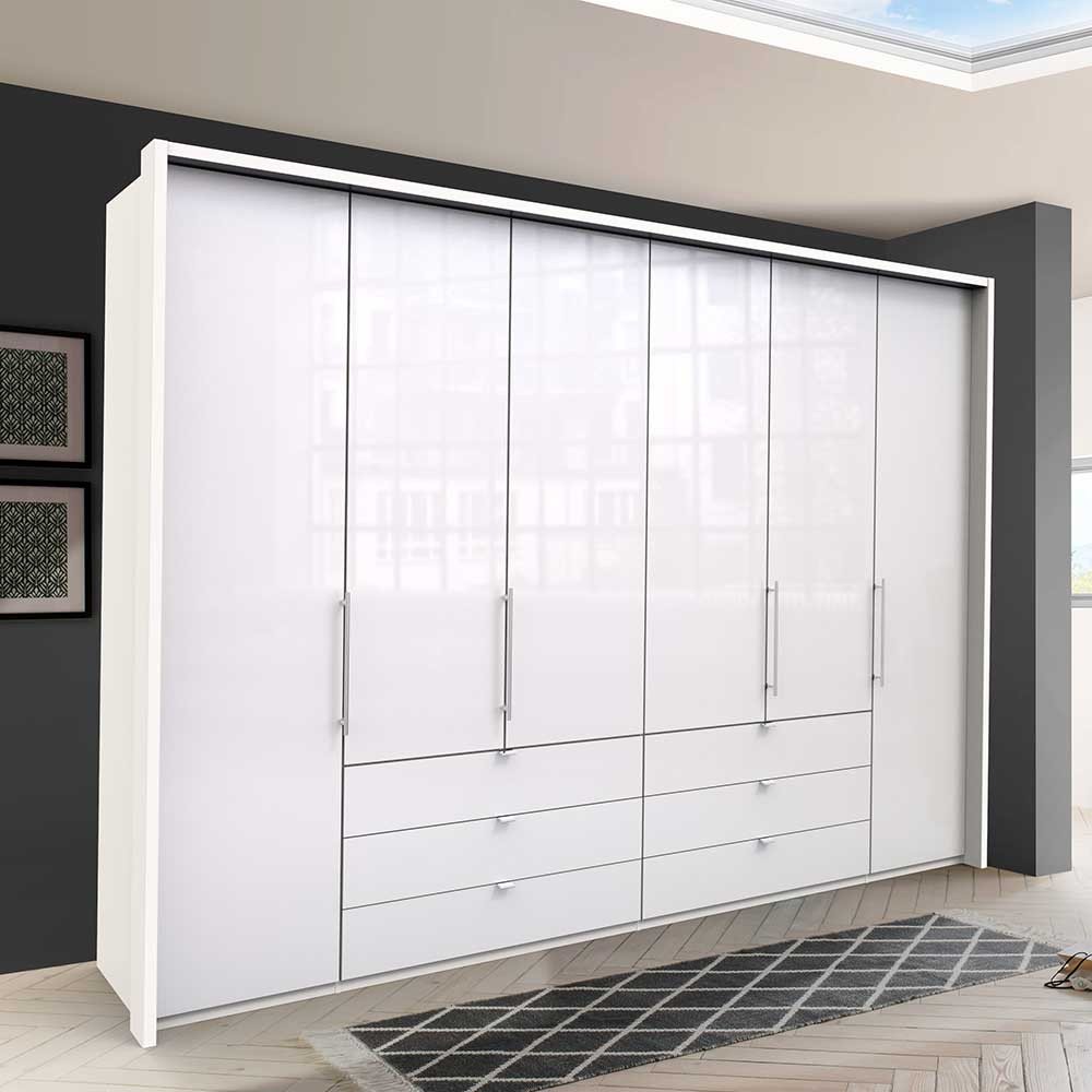 Schlafzimmer Kleiderschrank Mit 3 Meter Länge In Weiß Mit Türen within Kleiderschrank 3 Meter Breit
