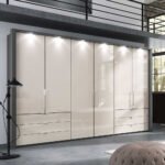 Xxl Kleiderschrank Mit Falttüren & Schubladen In Creme Glas – Nasses Intended For Kleiderschrank Xxl